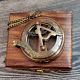 Vintage Style Brass Compass with Wooden Display Box